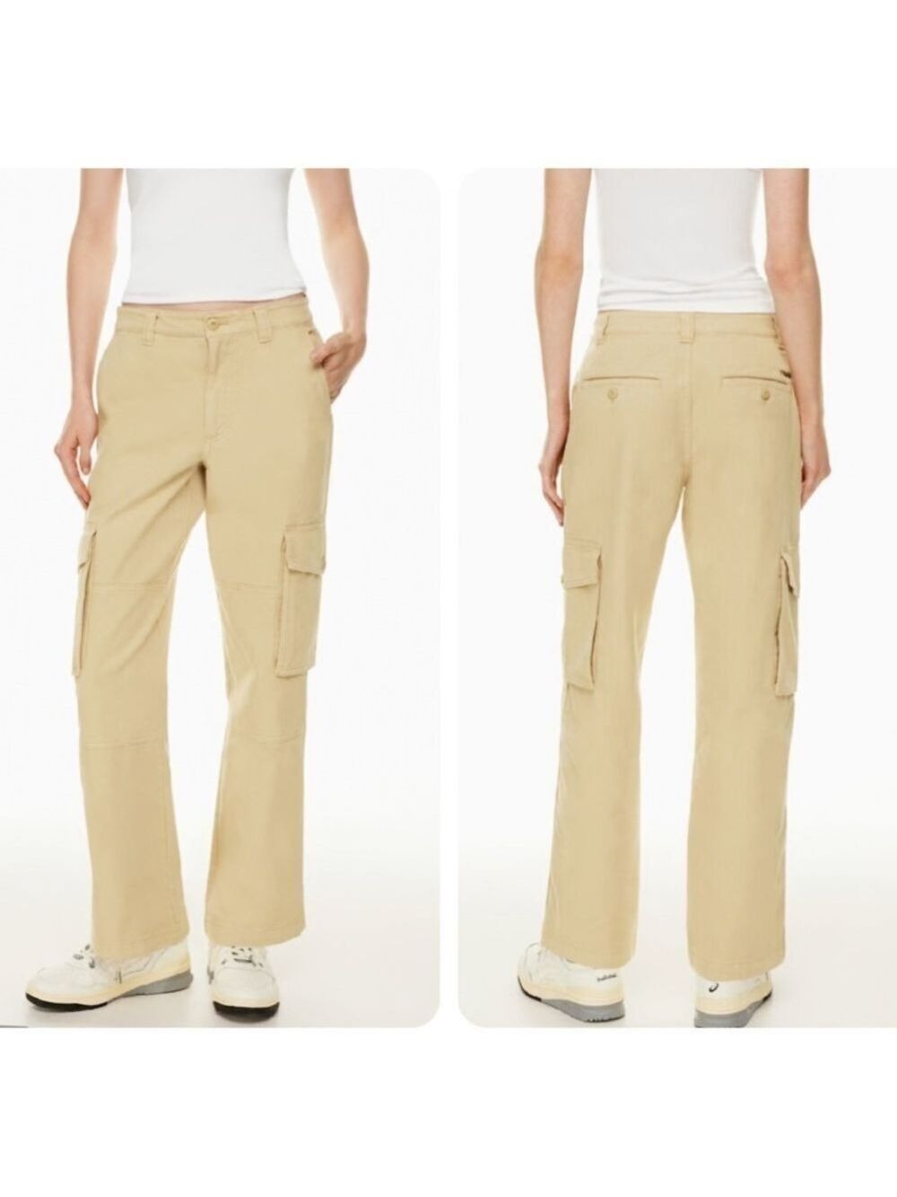 Aritzia TNA Troop Cargo Pant Utility Pants Cotton Mid Rise Haystack Beige Size 2